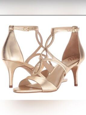 Vince Camuto PAYTO Metallic Gold Strappy Sandals Size 8. Leather